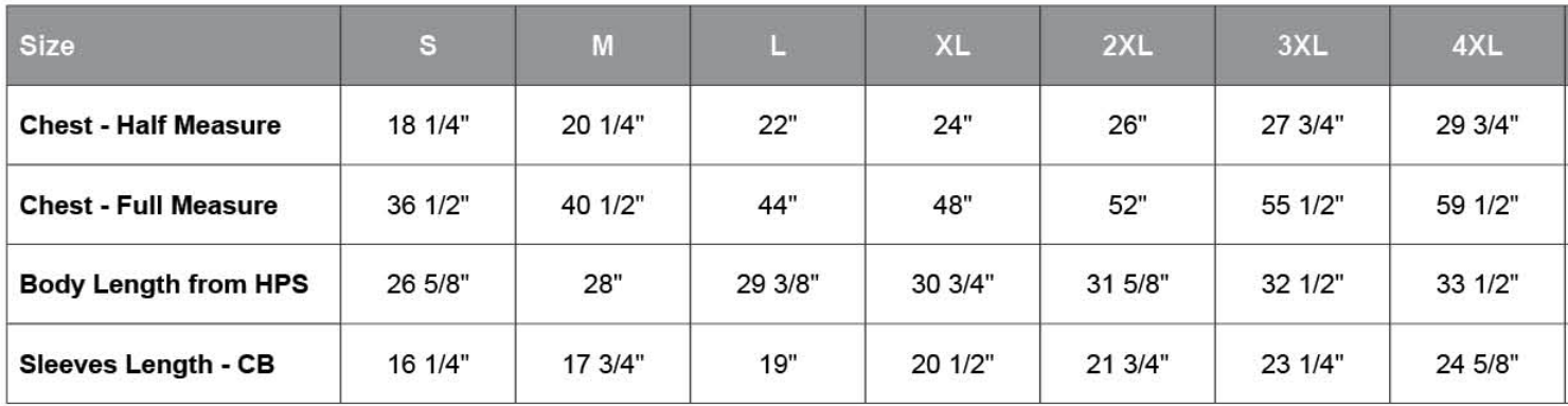 Sizing Chart